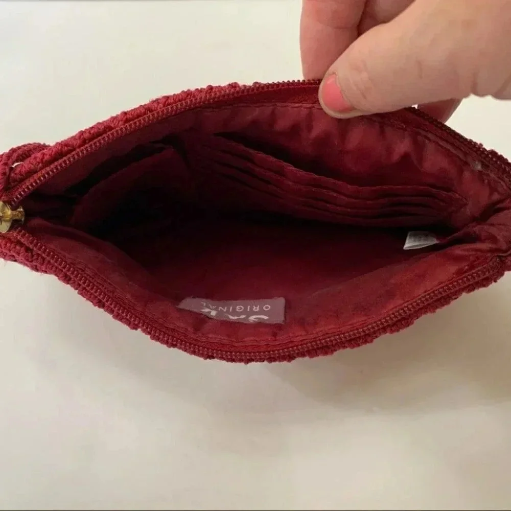 Red Woven Clutch Wristlet Evening‎ Bag Purse Small